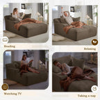 Oversized Chaise Lounge Chair Indoor,50" W Upholstered Corduroy Sofa with 3 Pillows,Comfy Fluffy Cloud Couch,Modern Deep Seat Sofa,Single Sleeper Sofa Chair for Livingroom,Bedroom,No Assembly(Brown)