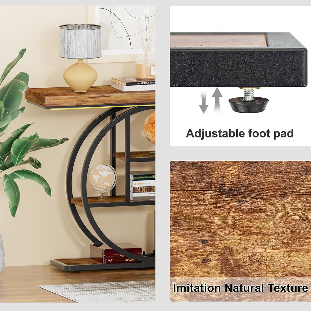 RANXFLOAT Console Tables for Entryway, 4-Tier Industrial Narrow Wood Sofa Tab...