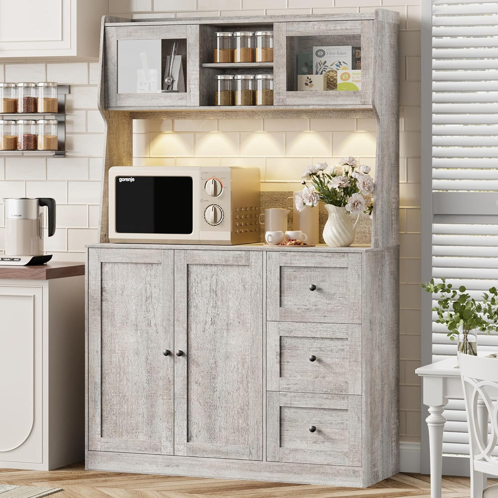 Kitchen Pantry Cabinet with Storage, Buffet Cabinet with Countertop for Micro...