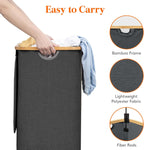 Lifewit 100L Laundry Basket with Lid, Clothes Hampers for Laundry with Bamboo Handles and A Removable Bag, Large Foldable Laundry Hamper for Bedroom, Bathroom, Dorm, Laundry Room, Dark Gray