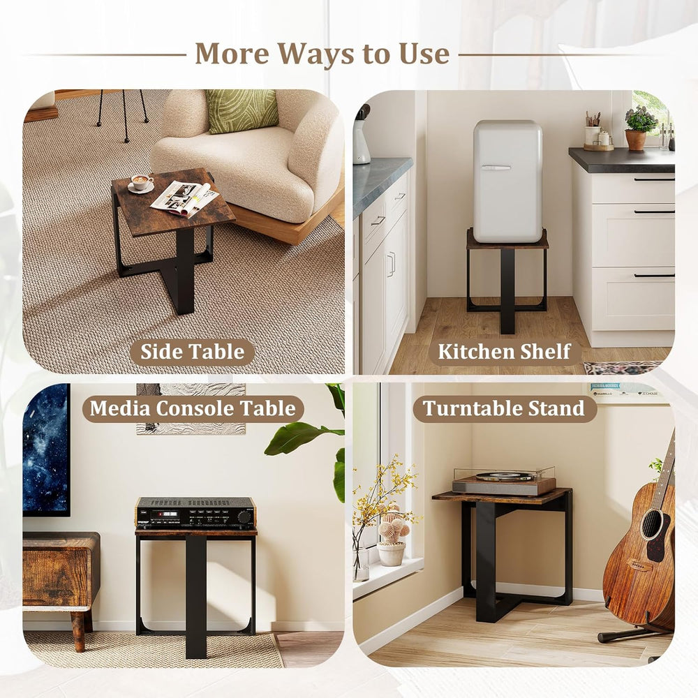 Giantex Industrial End Table Set of 2, Square Bedside Night Stand w/T-Shape M...