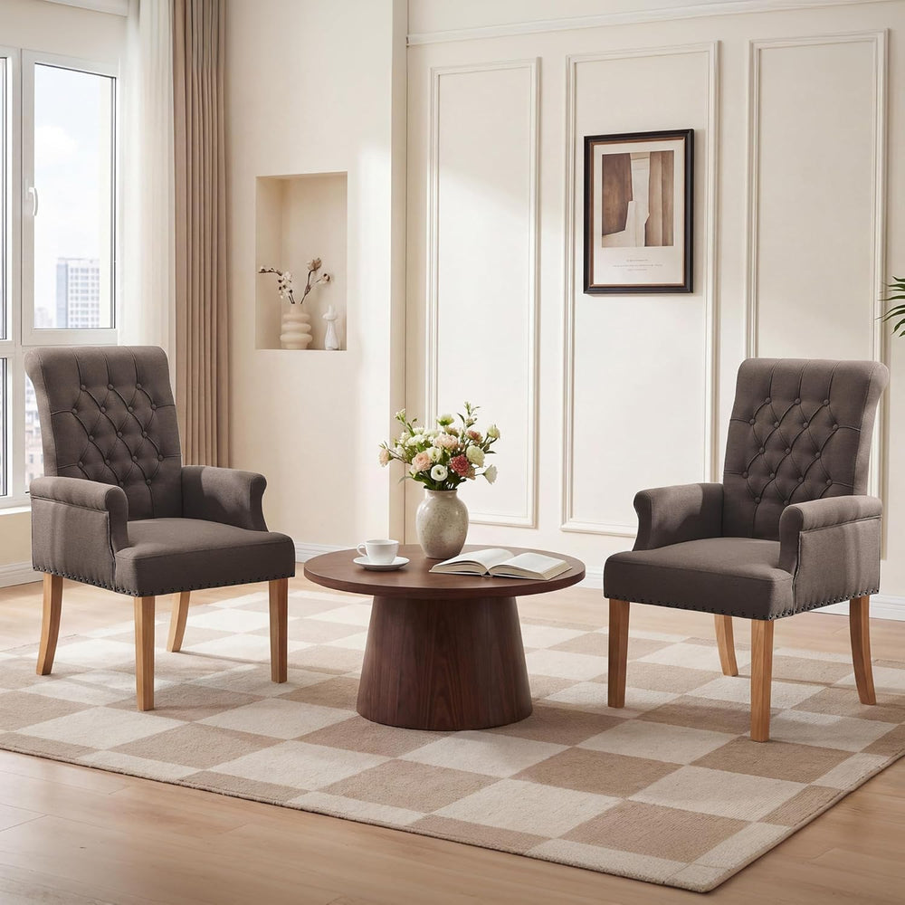 Upholstered Dining Chairs, Modern Fabric Dining Room Chairs with Arms, Tufted...