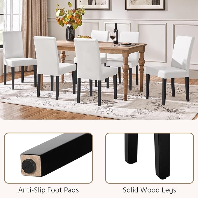 Yaheetech Dining Chairs Set of 6 Faux Leather Modern Dining Room Chairs with ...
