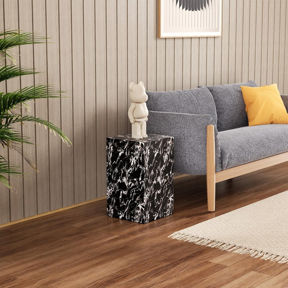 Modern Marble Side Table, 20" Small Square End Table for Living Room, Be...