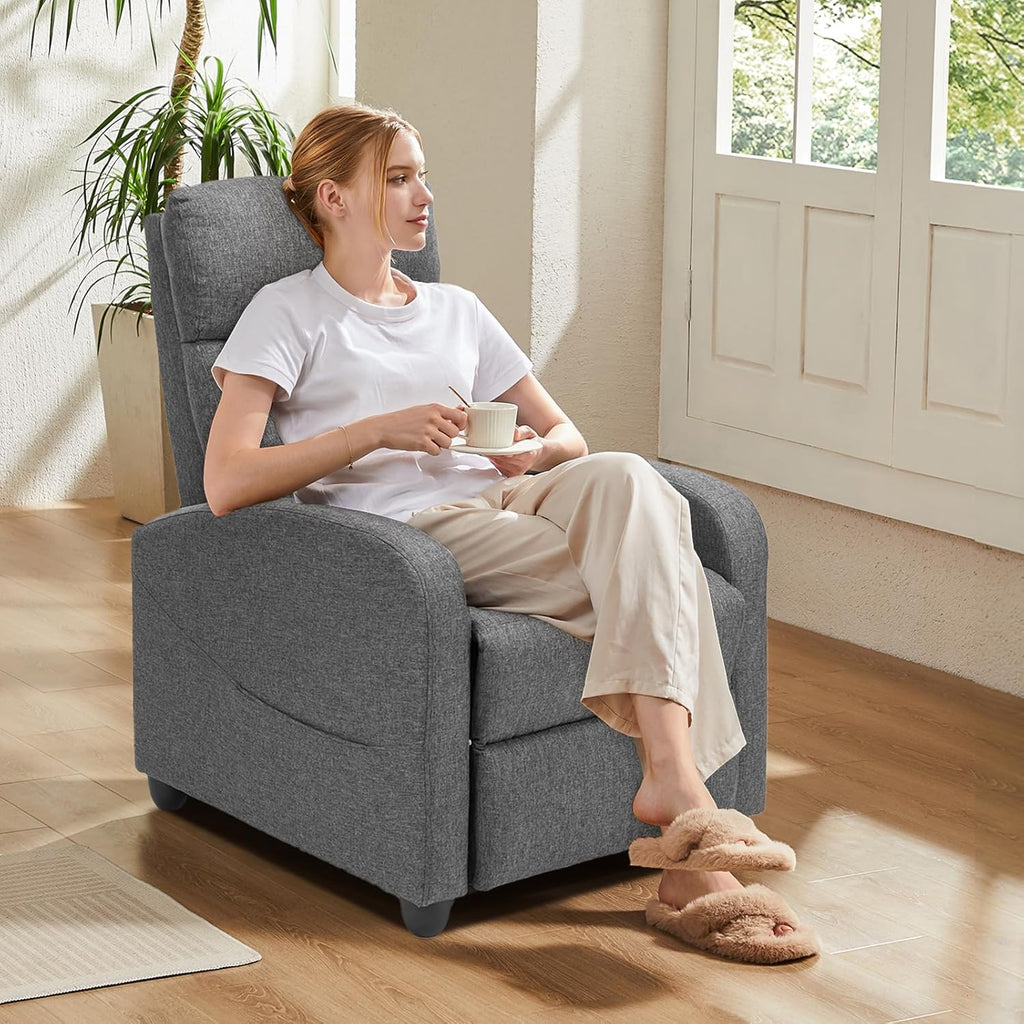 Sweetcrispy Massage Recliner Chair for Adults, Adjustable Home Theater Seating with Lumbar Support, Modern Small Recliners for Small Spaces, Dark Grey