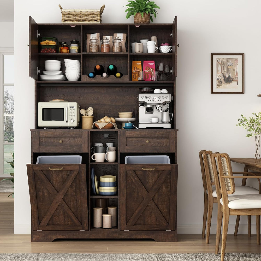 71" Tall 47"Wide Kitchen Pantry Storage Cabinet with Power Outlets,...