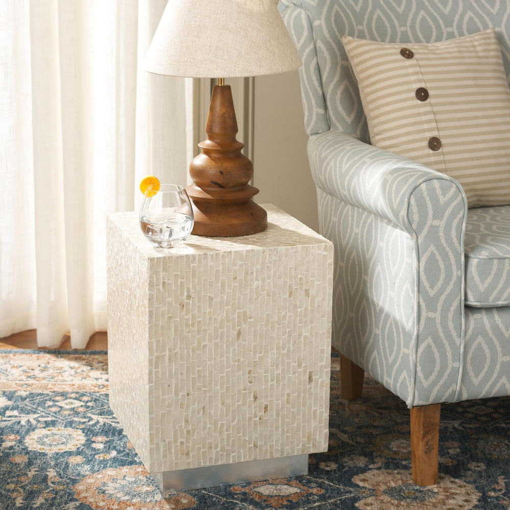 SAFAVIEH Home Collection Scarlett Natural & Silver Capiz Shell Square Acc...