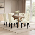 SyMax Dining Chairs Set of 6, Faux Leather Parson Dining Room Chairs, High-End Tufted Kitchen Side Chairs for Bedroom, Living Room, White