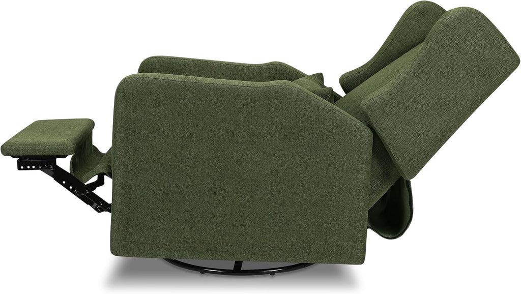 Carter's by Davinci Arlo Recliner, Performance Forest Green Linen | Glider Recliner Nursery Chair w/ 360° Swivel - GREENGUARD Gold & FSC Certified - Water & Stain Resistant Glider Rocking Chair