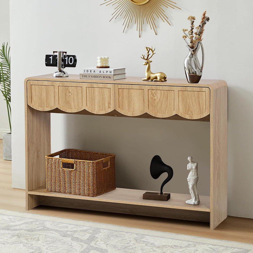ORRD Console Table with Drawers, Mid-Century 43 Inches Narrow Entryway Table ...
