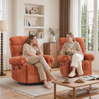 Korser 360° Swivel Rocker Recliner Chair, Rocking Chair Nursery with Massage and Heat, Small Recliners for Small Space, Manual Reclining Chair with Cozy Chenille Fabric, Side Pockets for Living Room