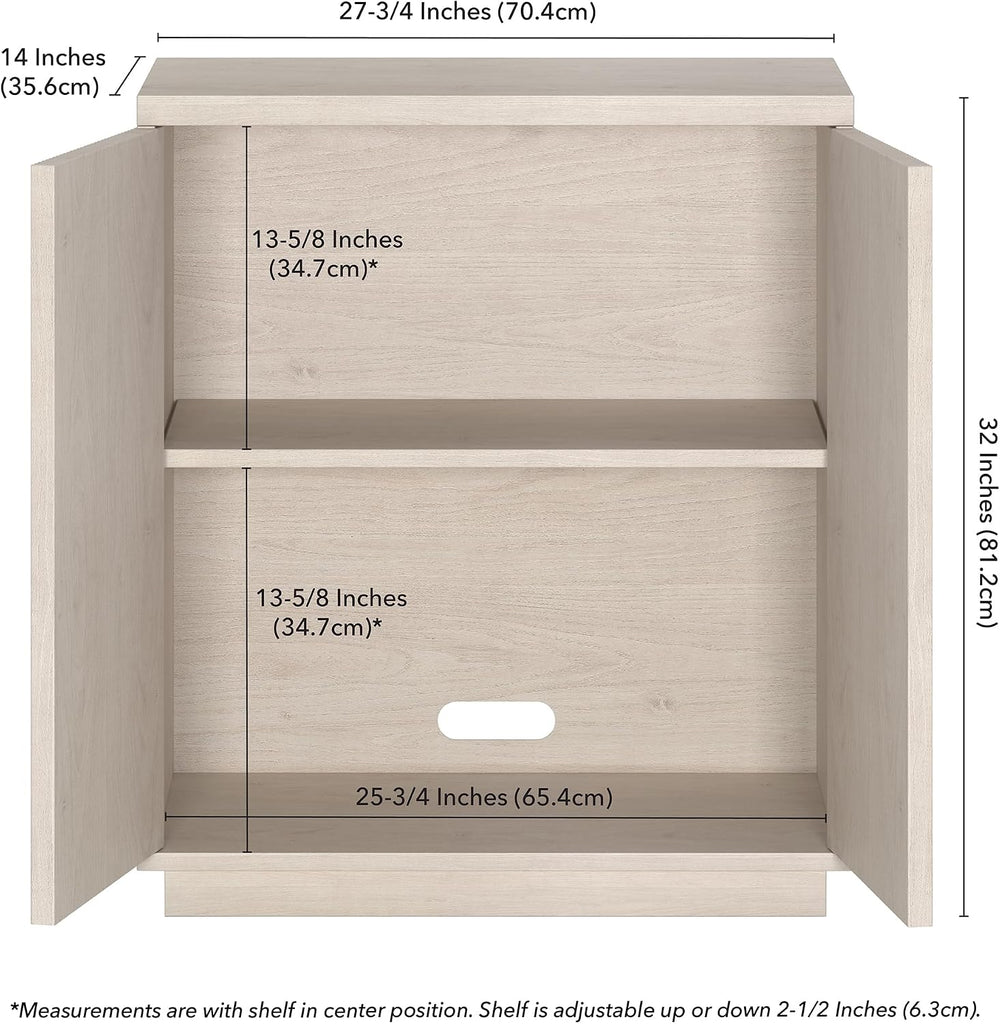 Henn&Hart 28" Fluted Accent Cabinet, Sideboard Buffet, Beech White