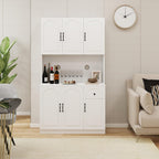 71" Tall Kitchen Pantry Storage Cabinet, Modern Kitchen Hutch Cabinet with Doors and Shelves, Freestanding Food Snacks Wine Buffet Counter for Dining Room, Living Room, White