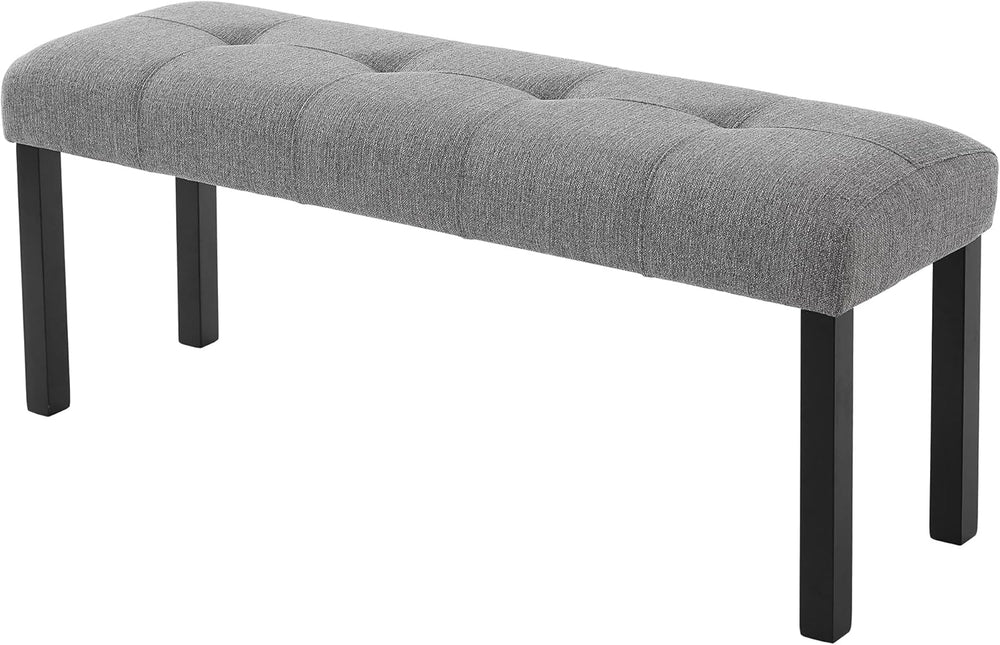 GDFStudio Upholstered Dining Bench with Tufted Linen Seat and Rubber Wood Fra...