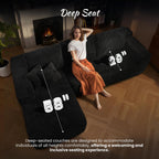 ovios 104" Cloud Boneless Couch with Glitter Fabric, Moudular Sectional Sofa with Deep Seat, No Assembly Required, Modern Minimalist L Shaped Couches with Chaise for Living Room, Black