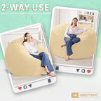 HABUTWAY 4FT Bean Bag Chair,Giant Bean Bag Chairs for Adults,Big Bean Bags with Memory Foam Filled, Large Beanbag Chairs with Soft Corduroy Cover-Khaki