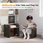 HOOBRO Weaning Table and Chair Set, Toddler Table and Chair Set, Furniture for Kids 1-3 Year Old, Kids Table and Chair for Reading, Rustic Brown and Black BF38JD01