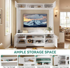 YITAHOME Wall Unit Entertainment Center for 65 Inch TV, Tall TV Stand with Power Outlets & Storage Cabinet, High Modern Media Console Table for Living Room, White