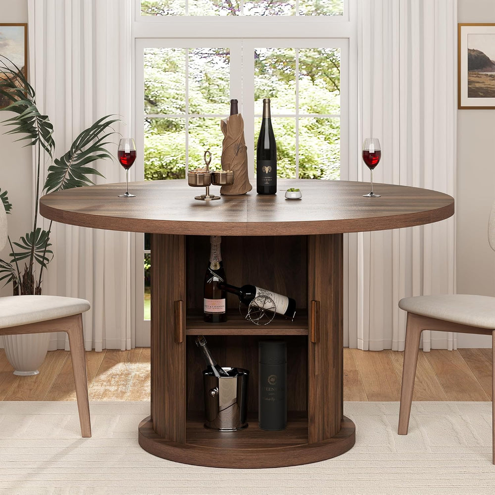 knoworld 47" Round Dining Table for 4-6, Modern Fluted Pedestal Kitchen ...