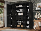 Palace Imports Solid Wood Pantry Storage - 71.5" Tall x 65" W - Utility Cabinet w/ 8 Shaker Doors, 2 Drawers, 12 Adjustable Shelves - Kitchen Cupboard - Black, 100% Eco-Friendly Wood, Made in Brazil