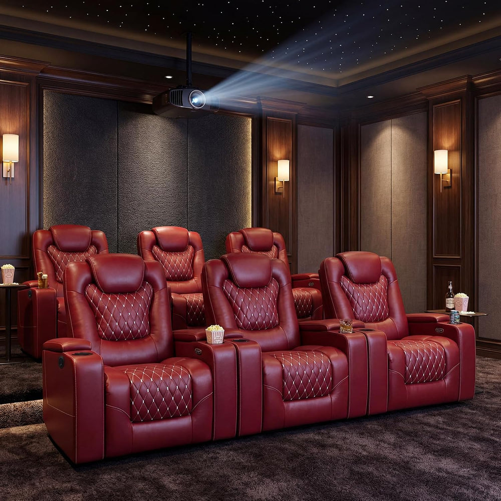 ANJ Power Recliner Chair Set of 6, Electric Soft Faux Leather Reclining Home ...