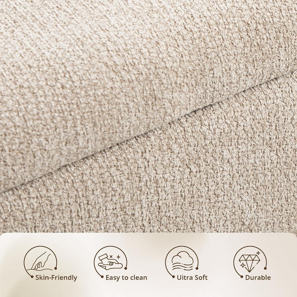 47'' Modern Storage Ottoman Benches with Walnut Wood Legs Ottoman Bench with 22 Gallons Storage Space Fabric Upholstered Seating End of Bed Bench for Bedroom for Livingroom Beige