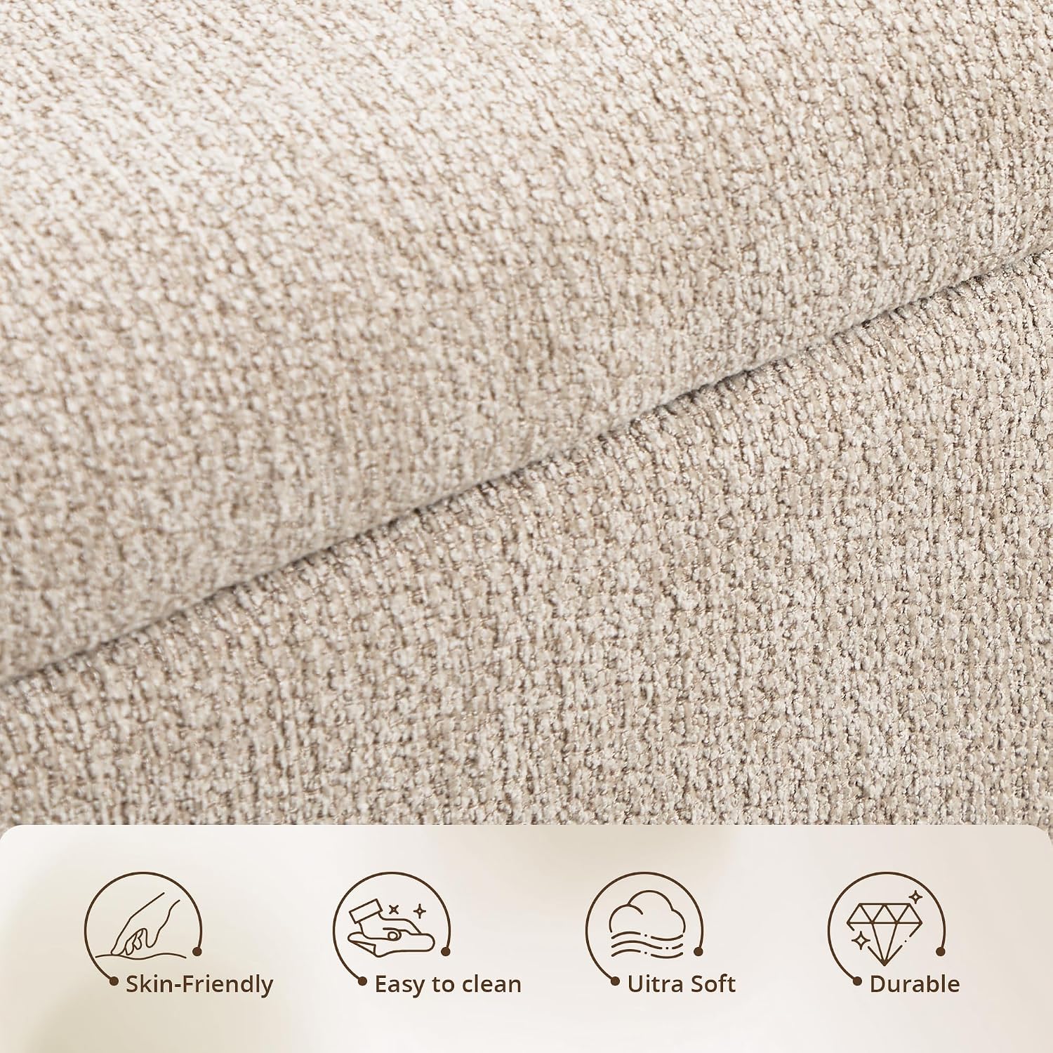 47'' Modern Storage Ottoman Benches with Walnut Wood Legs Ottoman Bench with 22 Gallons Storage Space Fabric Upholstered Seating End of Bed Bench for Bedroom for Livingroom Beige