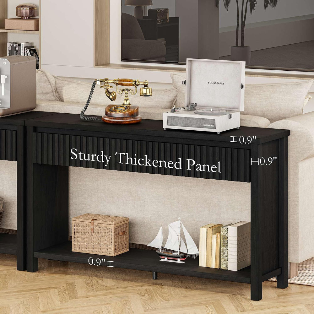 BON AUGURE Black Console Table for Entryway, 47" Entryway Table with Dra...