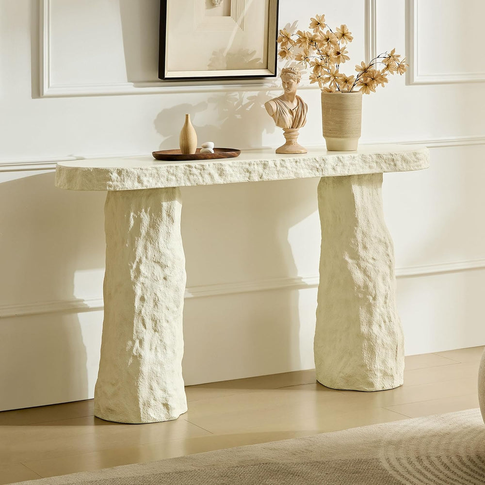 53.94" Modern Console Table,Imitation Stone Table,Fiberglass Entryway Ta...