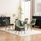 YOUNIKE Dining Chairs Set of 2 Kitchen & Dining Room Chairs Modern Green | Faux leather waterproof, comfortable accent side chairs with upholstered back and metal legs, easy to clean assemble; 300lb