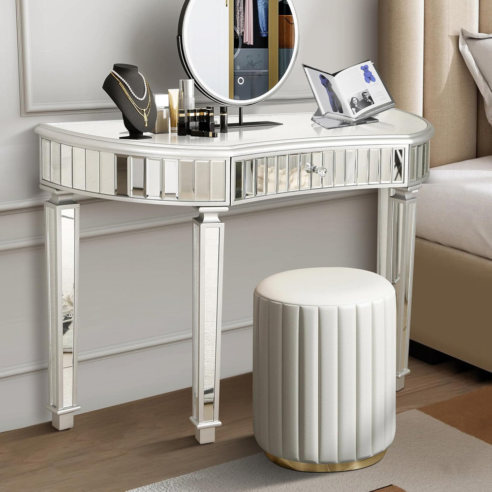SSLine Mirrored Console Table Makeup Dressing Table,Modern Sofa Side Table Mi...