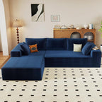 96" Modular Sectional Couch, Boneless L Shaped Cloud Sofa with Chaise Lounge, Corduroy Upholstered Couches Memory Foam Deep Seat, No Assembly Required, Ideal for Living Room(Blue, Left Facing)