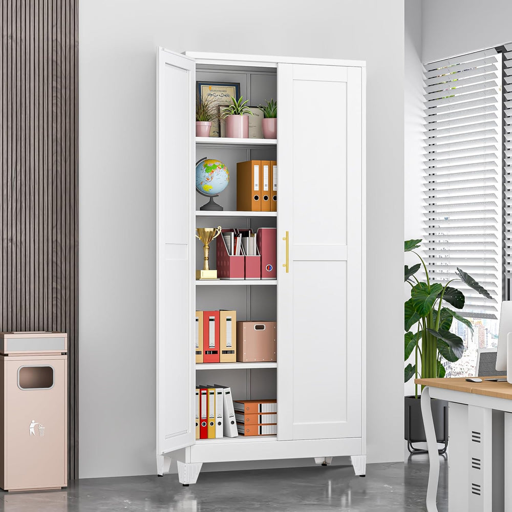 GAIOUS 71" Tall Metal Storage Cabinet with 2 Doors and 4 Adjustable Shel...
