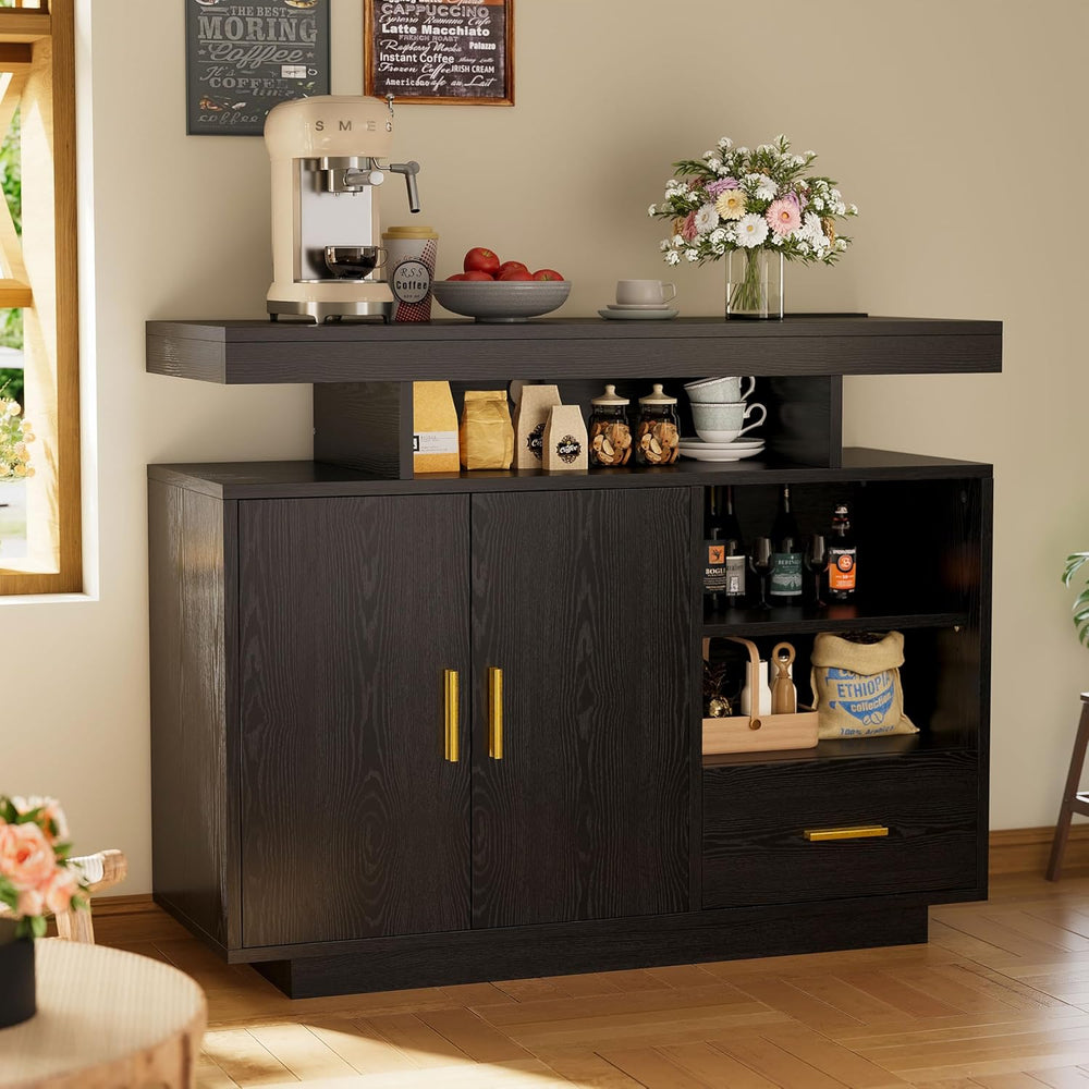 IRONCK Buffet Cabinet, Sideboard Cabinet with Power Outlet and LED Light, Mod...