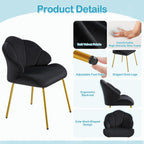 Yaheetech Flower Shape Vanity Chair with Petal Armrests, Black | Velvet Makeup Chair no Wheels with Golden Metal Legs, Modern Side Armchair with Back for Living Room/Bedroom/Home Office