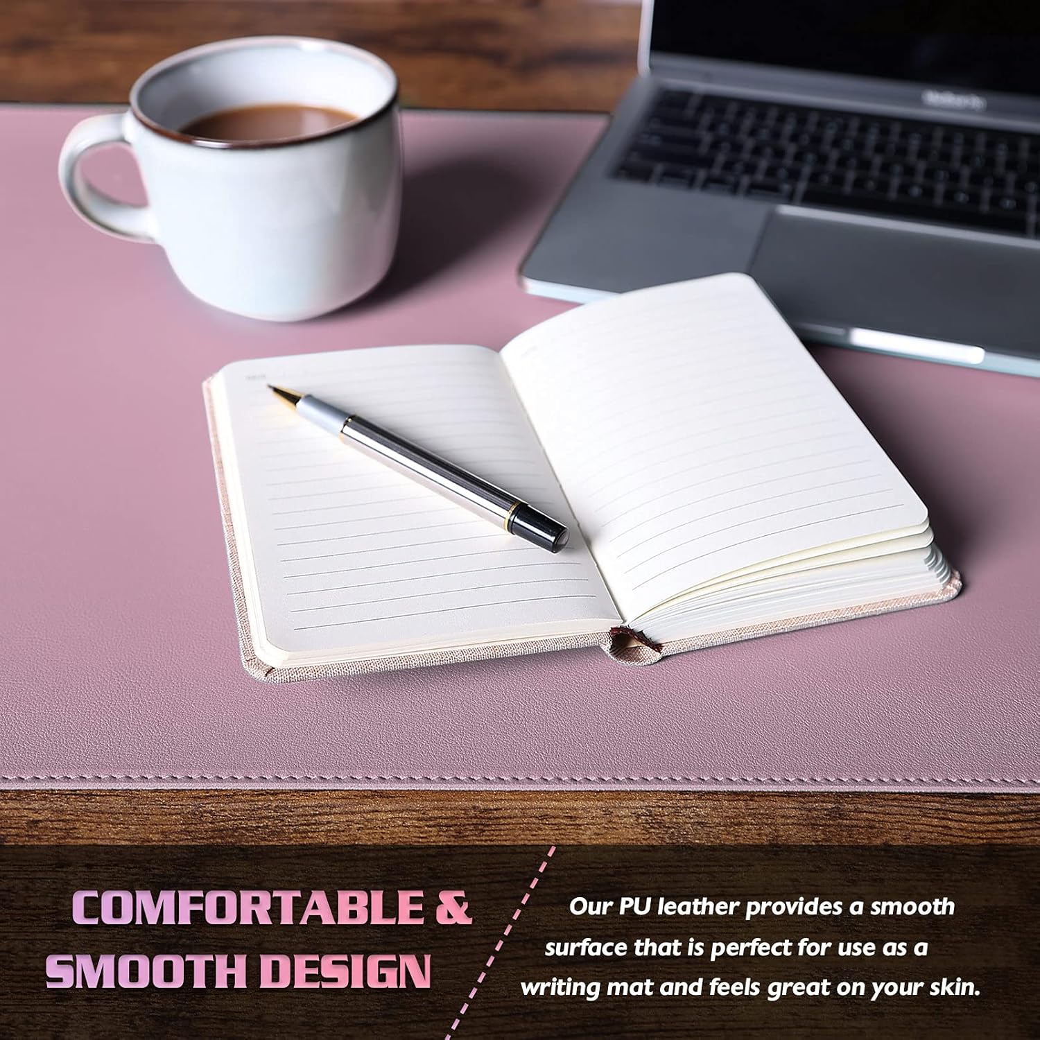 K KNODEL Desk Mat, Blotter, Dual-Sided Office Desk Pad, Waterproof Desk Mat for Desktop, Desk Blotters, PVC Leather Pad Protector (Purple, 23.6" x 13.8")