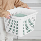 Sterilite Laundry Basket, Plastic Clothes Hamper, Large Square Bin with Comfort Grip Handles and Reinforced Rim, 1.5 Bushel Capacity, White, 18 Pack
