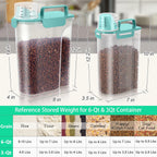 TBMax Dog Food Storage Containers 2 Pack 8 to 10 Lbs, Airtight Pet Food Container Dispenser with Large Spout & Portable Handle, Travel Dog Treat Cat Food Storage Bin Bird Seed Container -Cyan