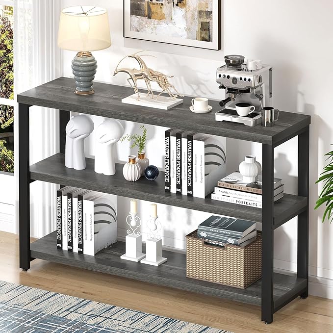 EXCEFUR Rustic Console Tables for Entryway, Sofa Table with 3 Tier Storage Sh...