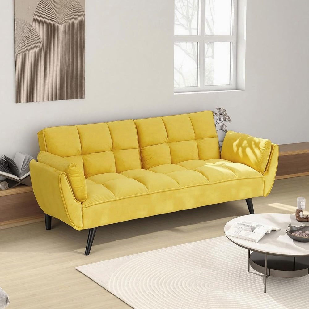 Convertible Folding Sofa Bed Futon,Modern Velvet Sleeper Bed Couches with 4 A...