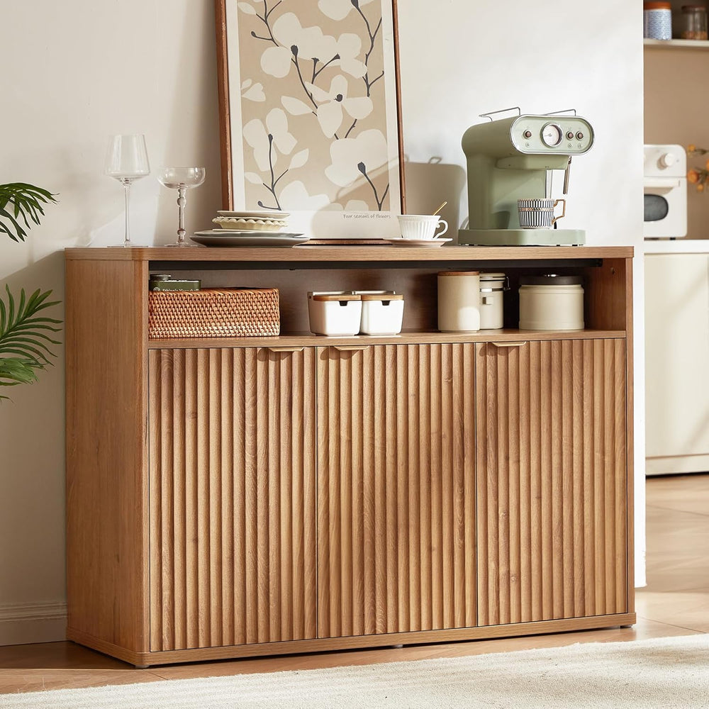 LEYAOYAO Fluted Buffet Cabinet with Storage, 45" Wide Modern Sideboard C...