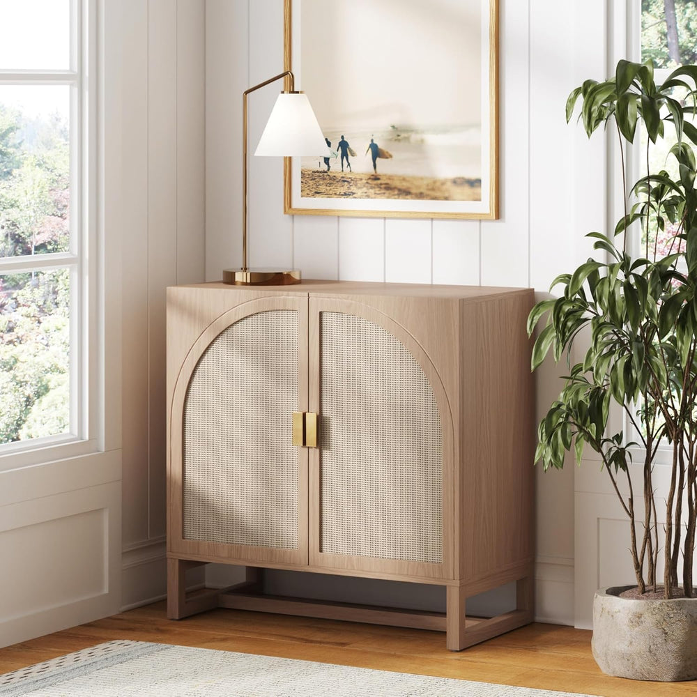 Nathan James Paxton Mid-Century Modern Wood Storage Cabinet with Doors, Arche...