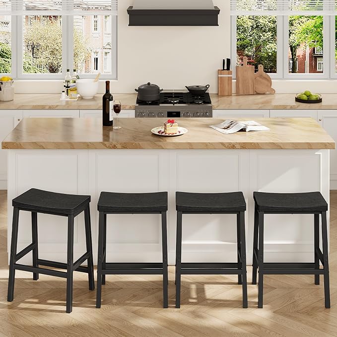 HOOBRO Bar Stools Set of 4, Counter Height Bar Stools, 23.6'' Bar Cha...