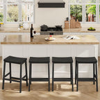 HOOBRO Bar Stools Set of 4, Counter Height Bar Stools, 23.6'' Bar Chairs, Saddle Stools with Footrests, Industrial Barstools for Dining Room, Kitchen, Bar, Black BB02MDP401