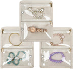 Travel Jewelry Organizer Case,Small Jewelry Bags for Traveling, Jewelry Binder with 24 Pcs Clear Zipper Velvet Pouches (Inner Pages,Beige,3 PCS)