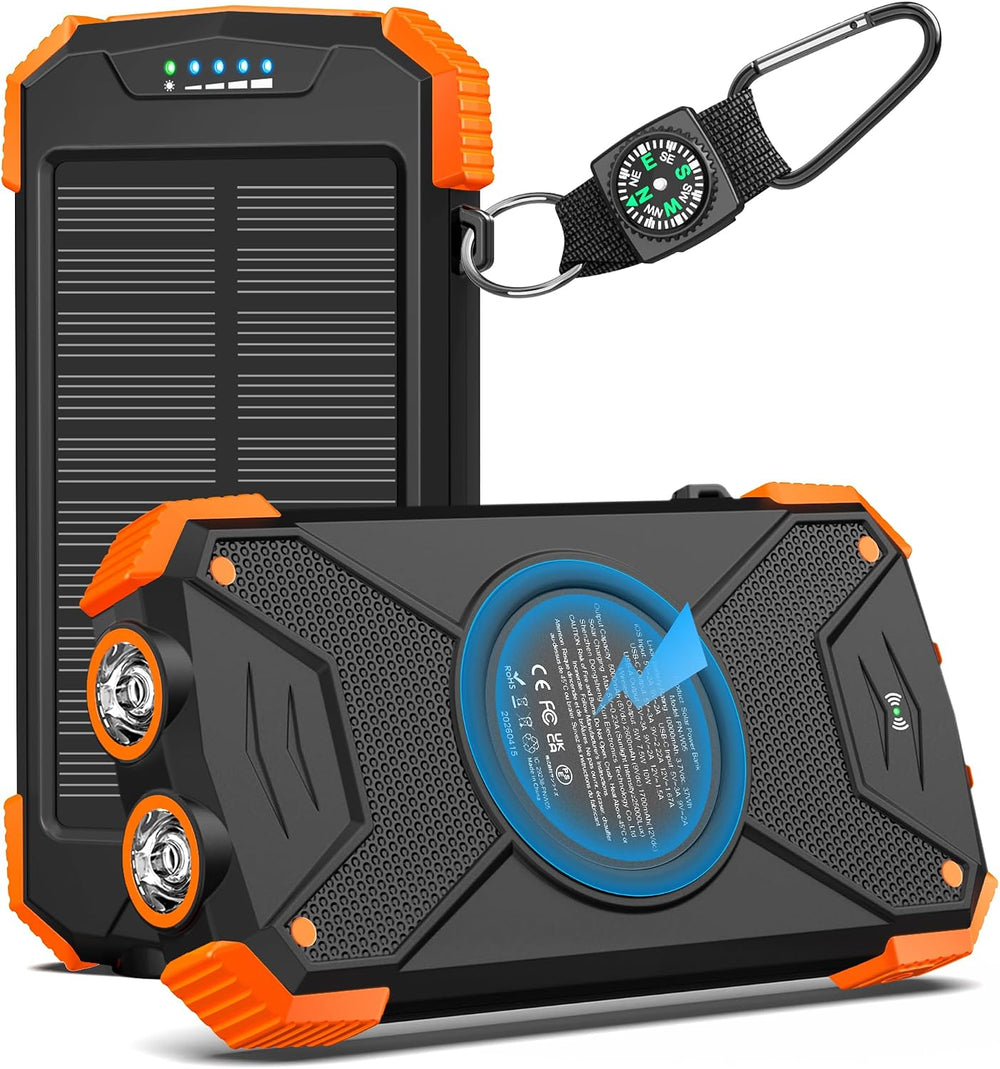 BLAVOR Solar Power Bank 10,000mAh Portable Wireless Charger for Cell Phones