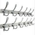 Dseap Coat Rack Wall Mount 2.0 Pro: 24” Long, 3X Tougher, Heavy Duty Stainless Steel Wall Coat Hanger with 6 Tri Hooks for Clothes Jackets Hats Entryway Closet, Chromed, Pack of 2