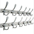 Dseap Coat Rack Wall Mount 2.0 Pro: 24” Long, 3X Tougher, Heavy Duty Stainless Steel Wall Coat Hanger with 6 Tri Hooks for Clothes Jackets Hats Entryway Closet, Chromed, Pack of 2