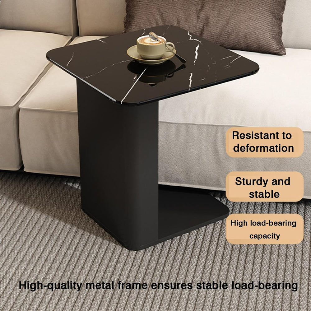 Bedside/Sofa Side Table – Two-Tier Micro-Crystalline Stone Table (Suitable as...