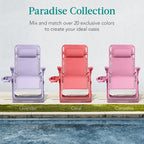 Best Choice Products Adjustable Zero Gravity Chair, Monochromatic Color Folding Patio Recliner w/Side Tray, Headrest - Carnation